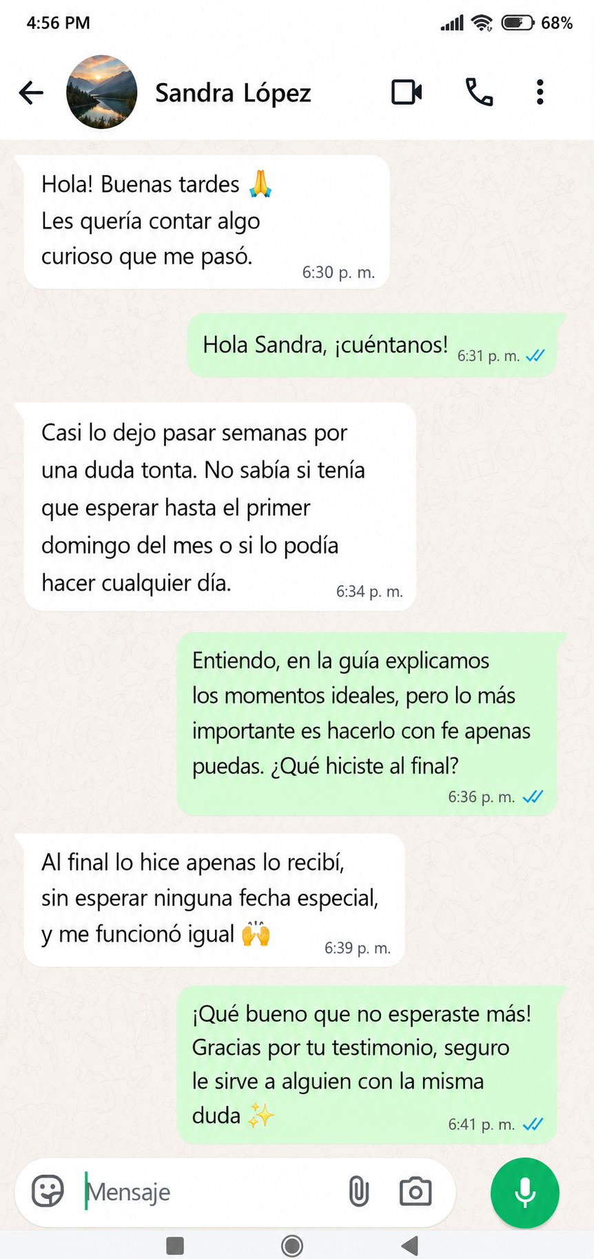 Testimonio real de cliente 7 por WhatsApp